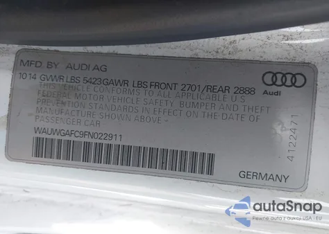 2015 Audi A7 3.0T Premium Plus from USA, damaged, VIN WAUWGAFC9FN022911